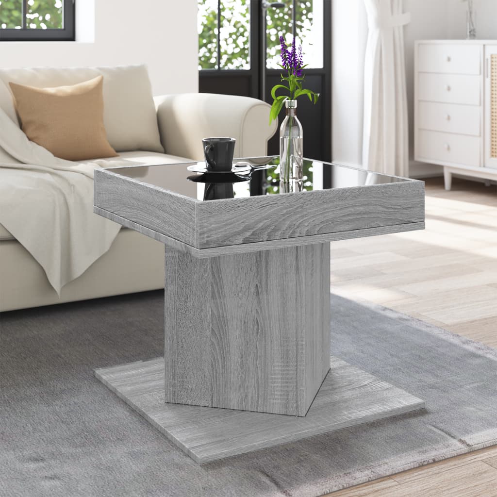 Stolić za kavu LED boja hrasta 50x50x45 cm konstruirano drvo