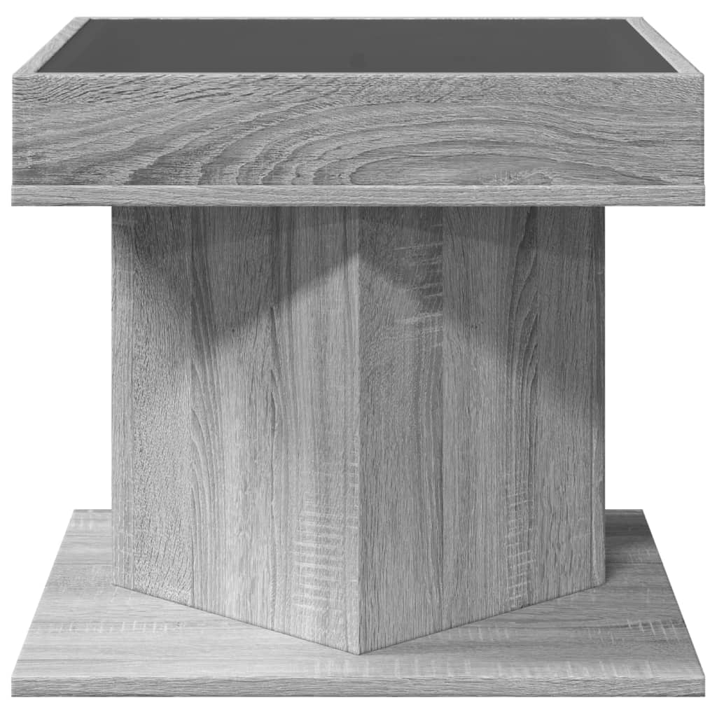 Stolić za kavu LED boja hrasta 50x50x45 cm konstruirano drvo Siva