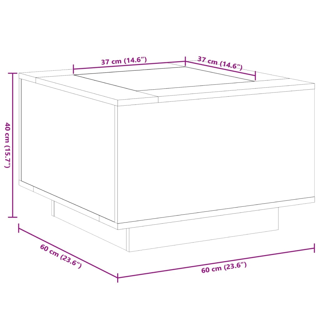 Stolić za kavu s LED bijeli 60x60x40 cm od konstruiranog drva