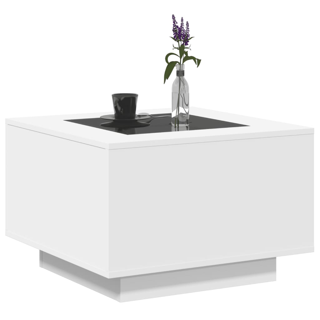 Stolić za kavu s LED bijeli 60x60x40 cm od konstruiranog drva