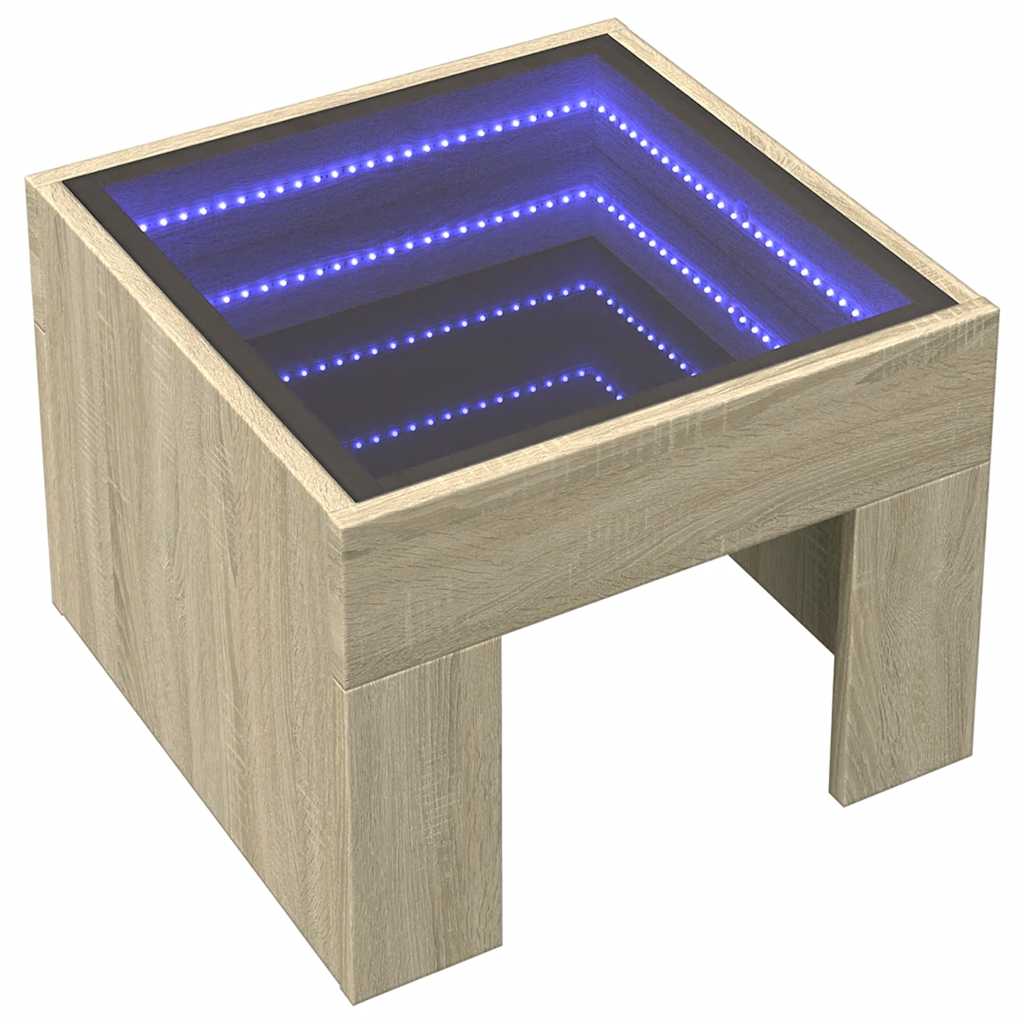 Stolić s beskonačnim LED svjetlima boja hrasta 40x40x30 cm