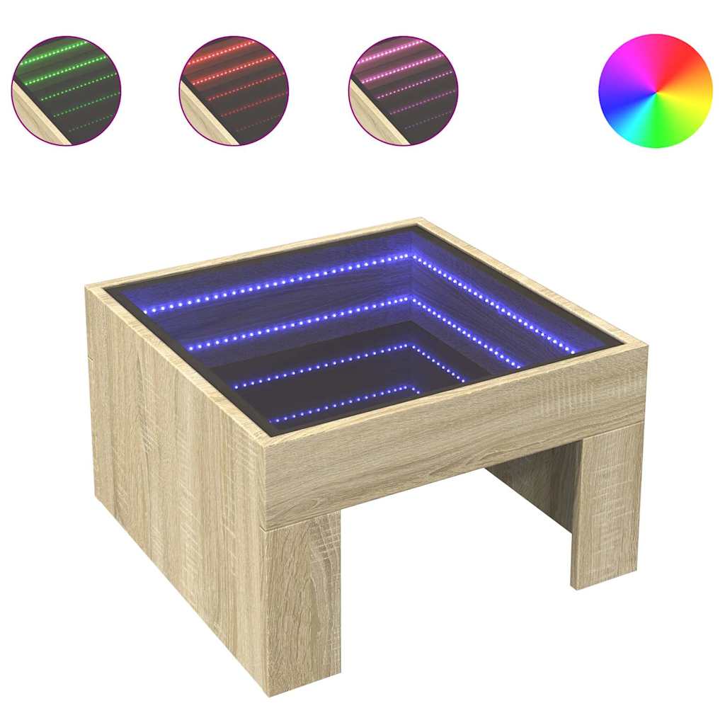 Stolić s beskonačnim LED svjetlima boja hrasta 50x50x30 cm