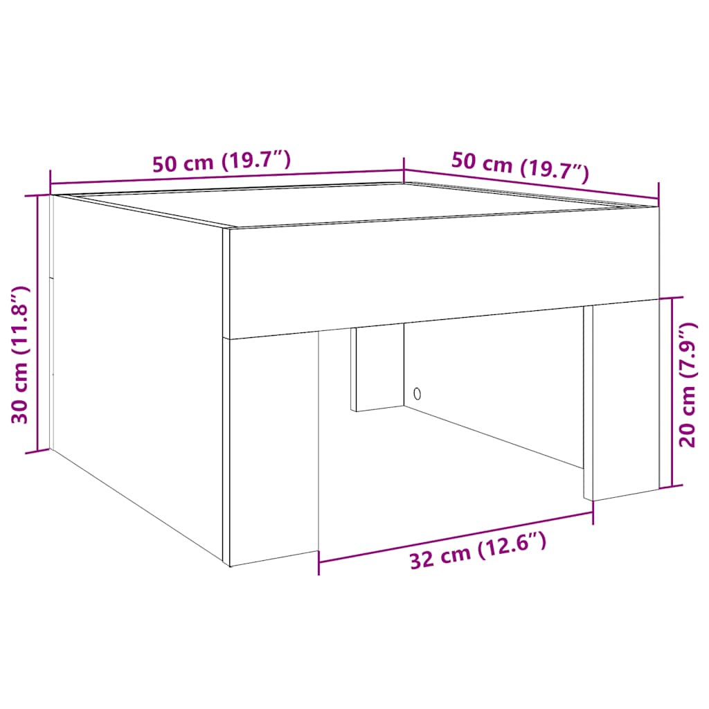Stolić s beskonačnim LED svjetlima boja hrasta 50x50x30 cm