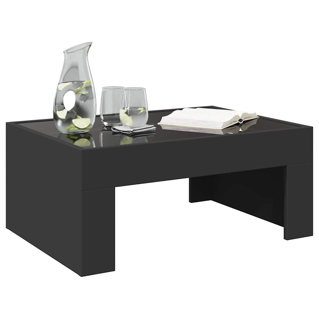 Stolić za kavu s beskonačnim LED svjetlima crni 70x50x30 cm