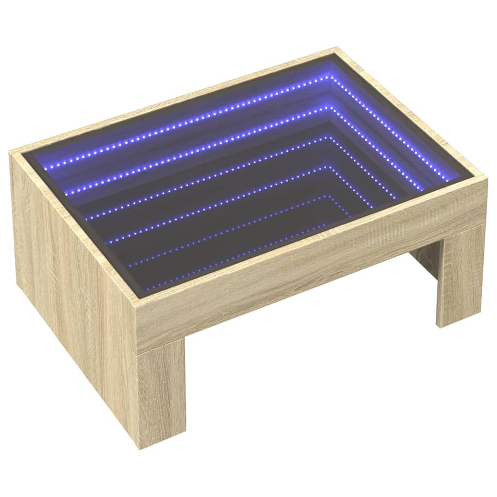 Stolić s beskonačnim LED svjetlima boja hrasta 70x50x30 cm