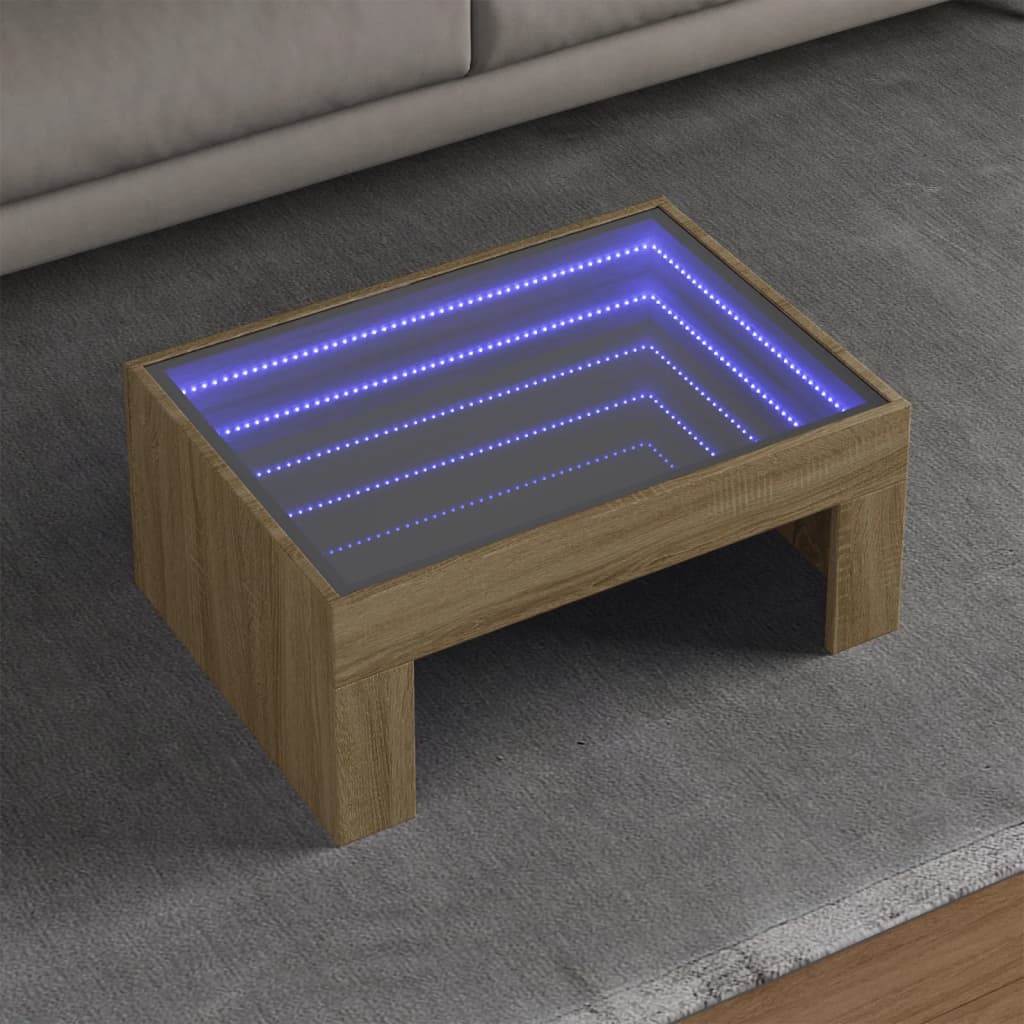 Stolić s beskonačnim LED svjetlima boja hrasta 70x50x30 cm