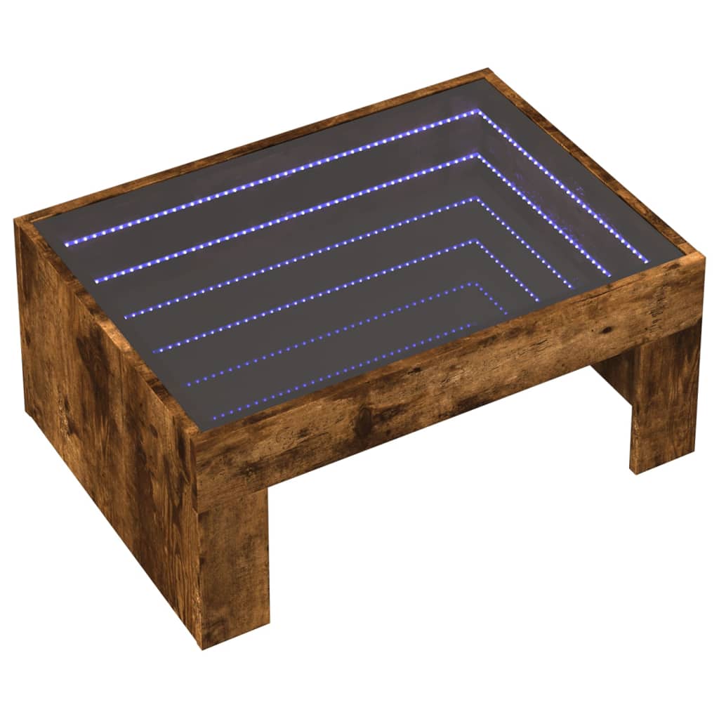 Stolić s beskonačnim LED svjetlima boja hrasta 70x50x30 cm