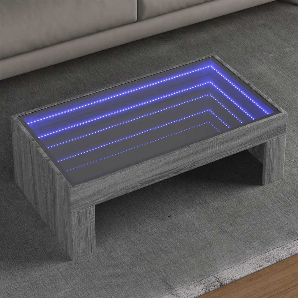 Stolić s beskonačnim LED svjetlima boja hrasta 90x50x30 cm