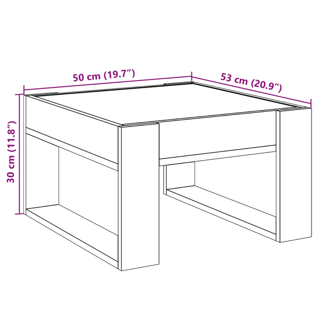 Stolić s beskonačnim LED svjetlima boja hrasta 50x53x30 cm