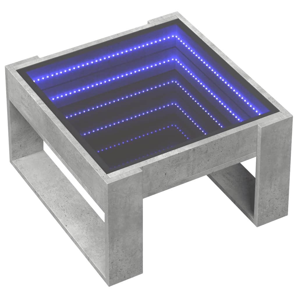 Stolić s beskonačnim LED siva boja betona 50x53x30 cm