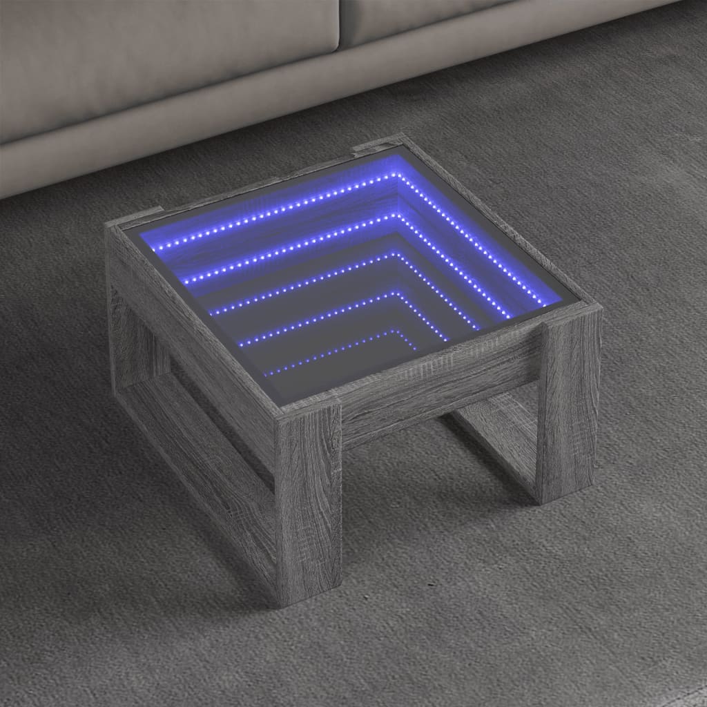 Stolić s beskonačnim LED svjetlima boja hrasta 50x53x30 cm