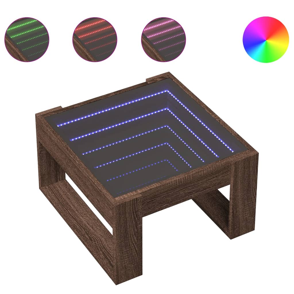Stolić s beskonačnim LED svjetlima boja hrasta 50x53x30 cm