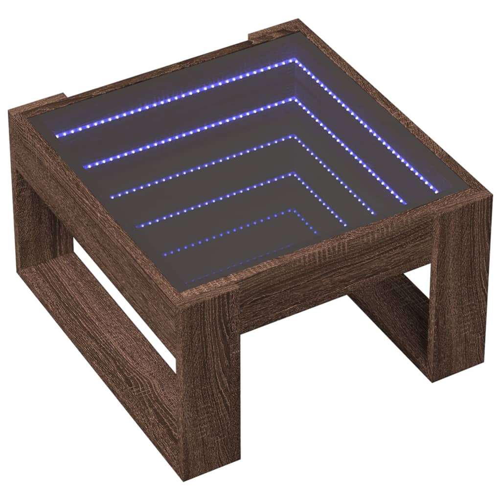 Stolić s beskonačnim LED svjetlima boja hrasta 50x53x30 cm