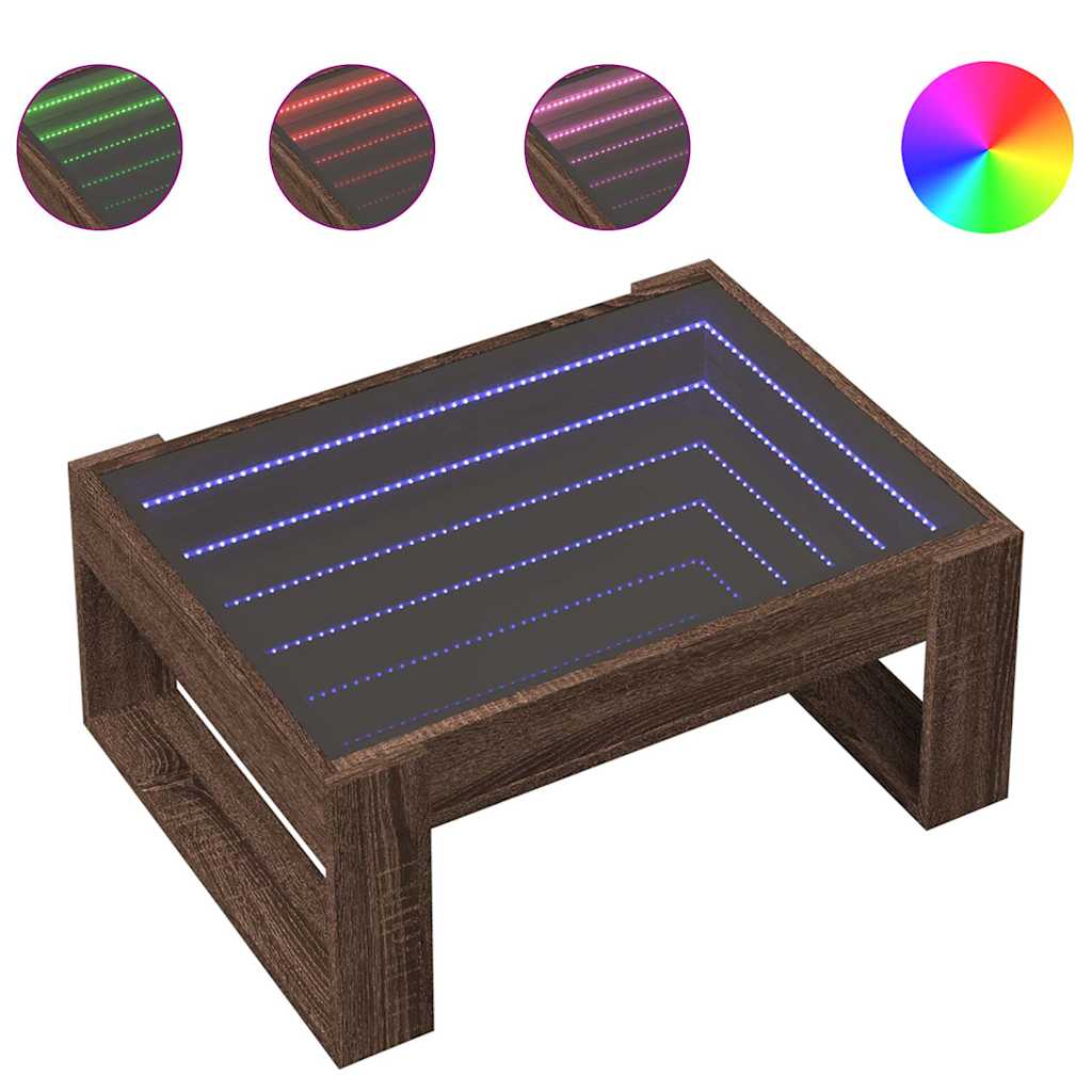 Stolić s beskonačnim LED svjetlima boja hrasta 70x53x30 cm