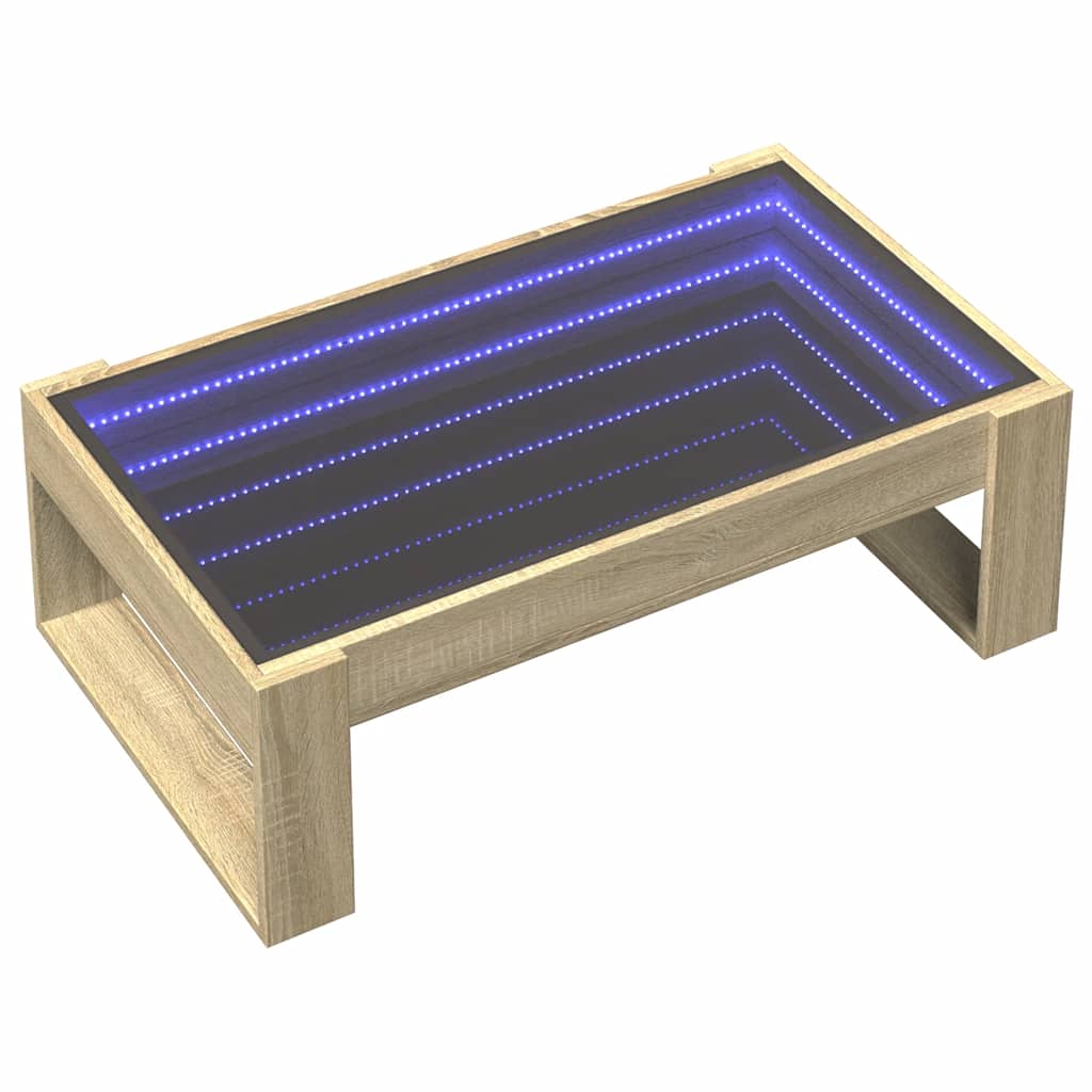 Stolić s beskonačnim LED svjetlima boja hrasta 90x53x30 cm