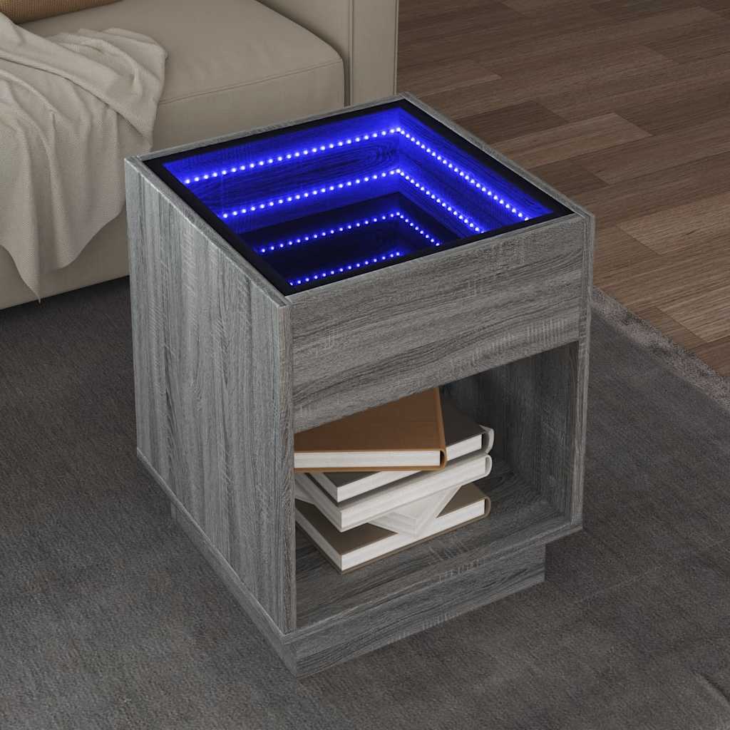 Stolić s beskonačnim LED svjetlima boja hrasta 40x40x50 cm