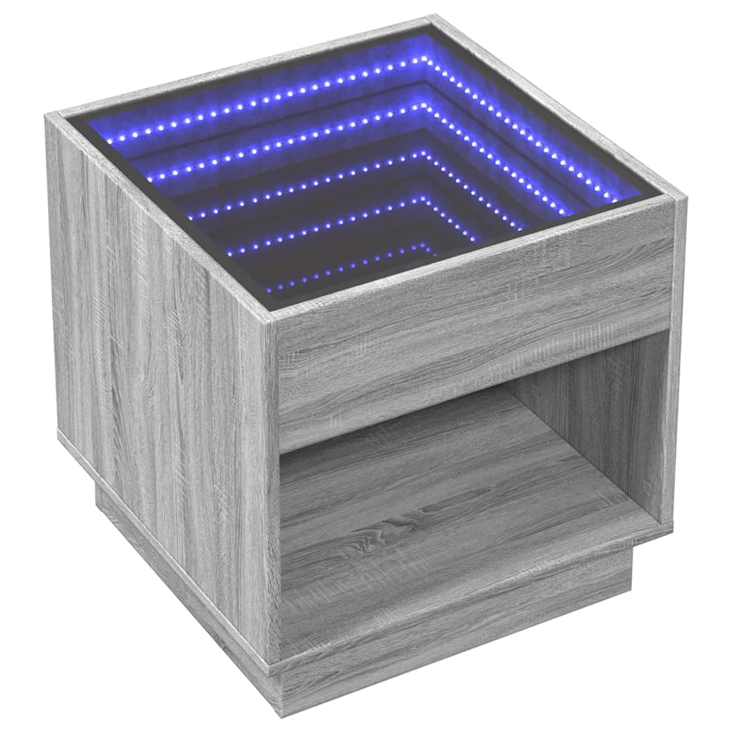 Stolić s beskonačnim LED svjetlima boja hrasta 50x50x50 cm