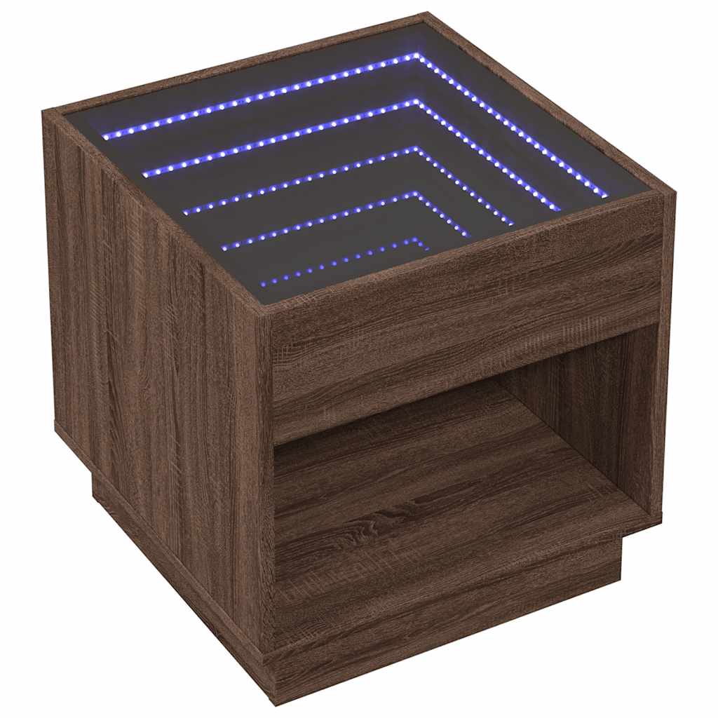 Stolić s beskonačnim LED svjetlima boja hrasta 50x50x50 cm