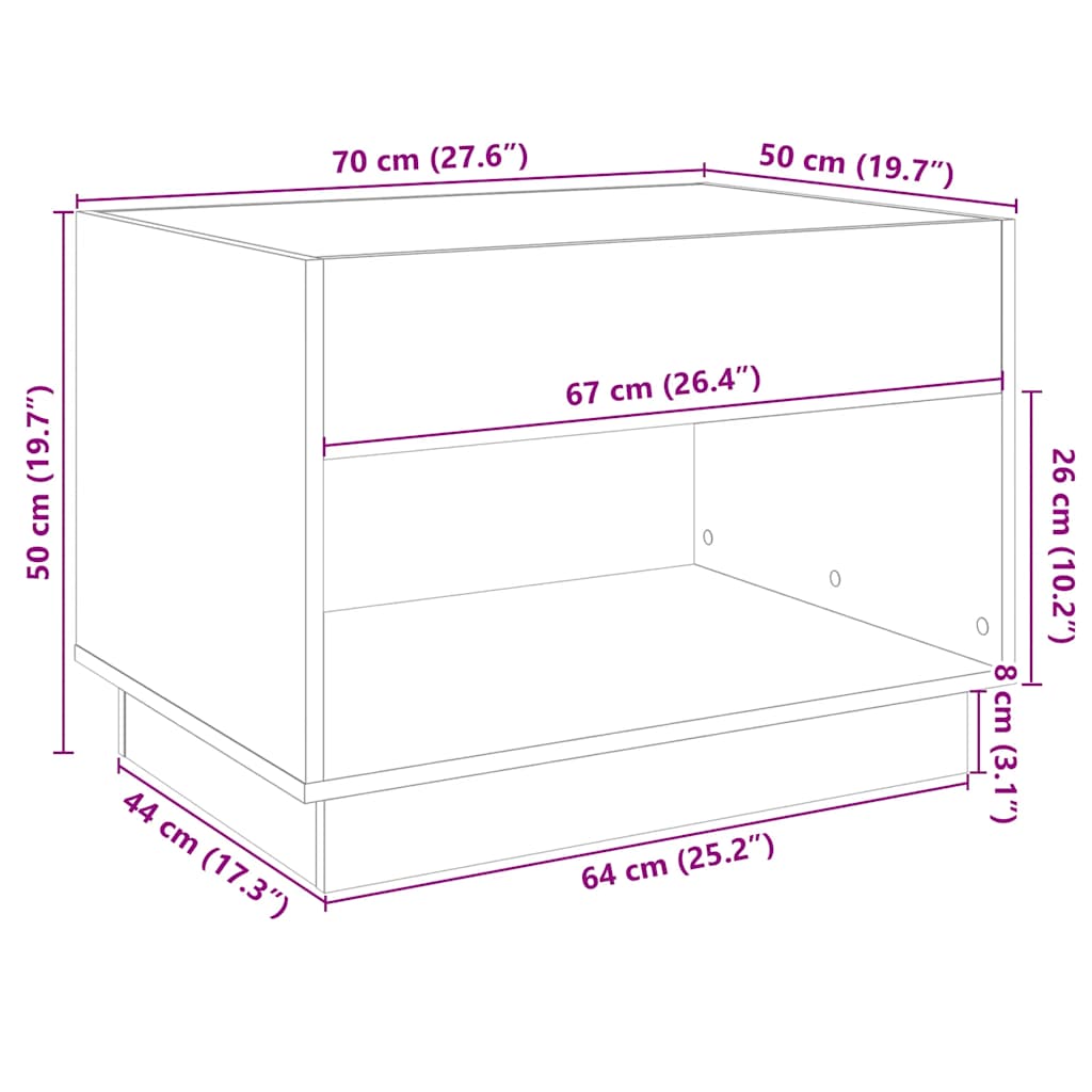 Stolić za kavu s beskonačnim LED svjetlima crni 70x50x50 cm