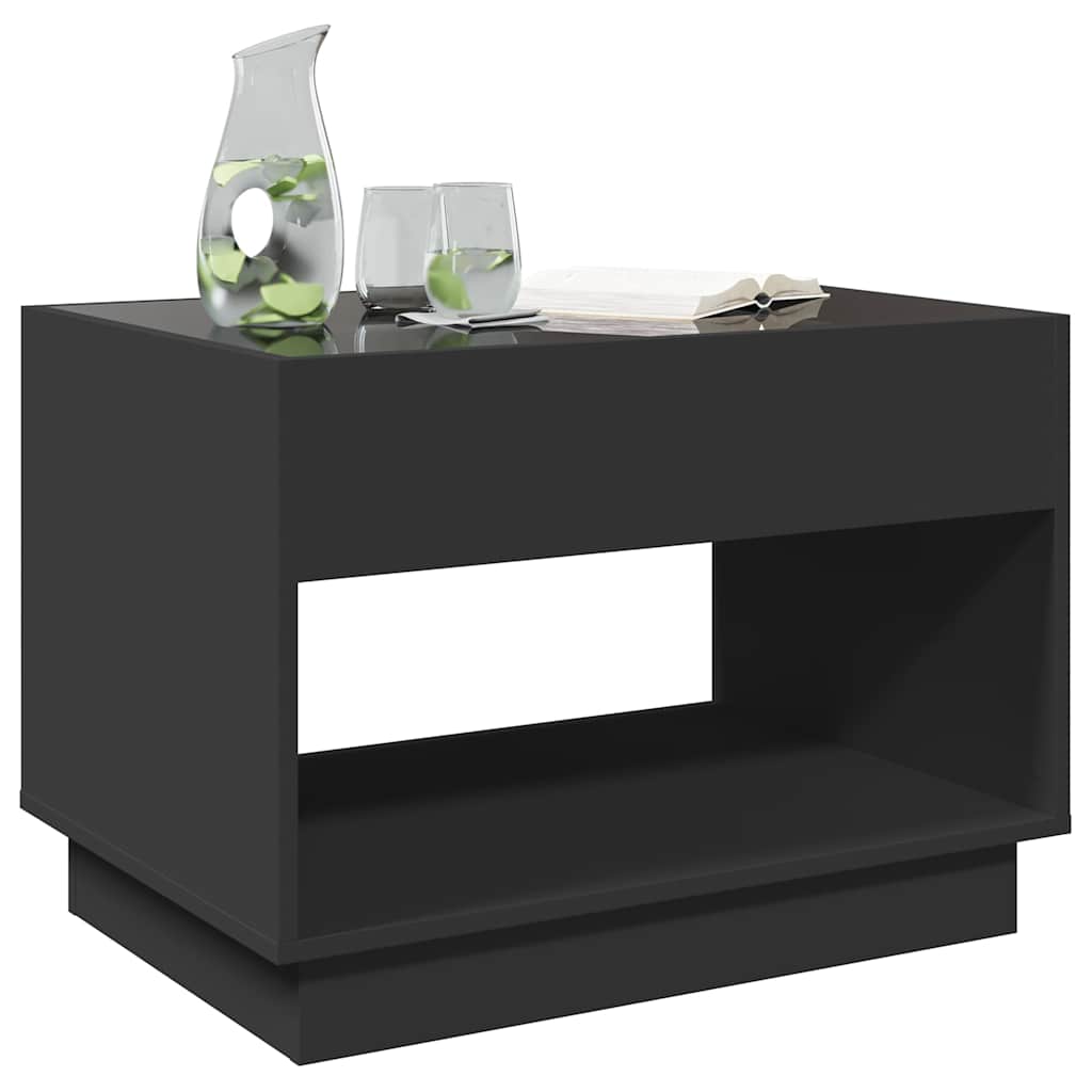 Stolić za kavu s beskonačnim LED svjetlima crni 70x50x50 cm
