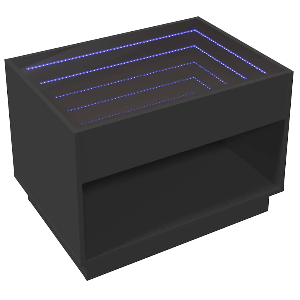 Stolić za kavu s beskonačnim LED svjetlima crni 70x50x50 cm
