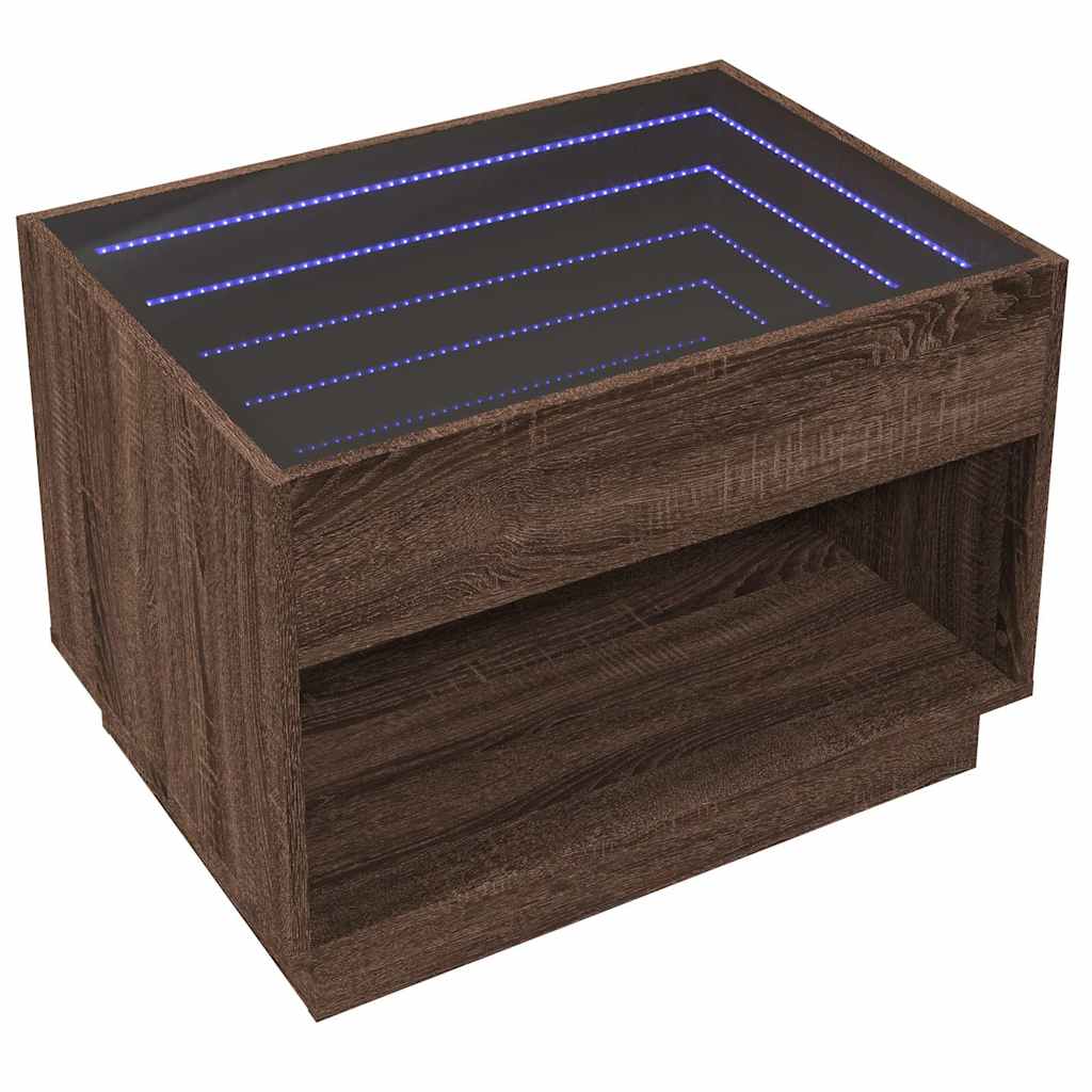 Stolić s beskonačnim LED svjetlima boja hrasta 70x50x50 cm
