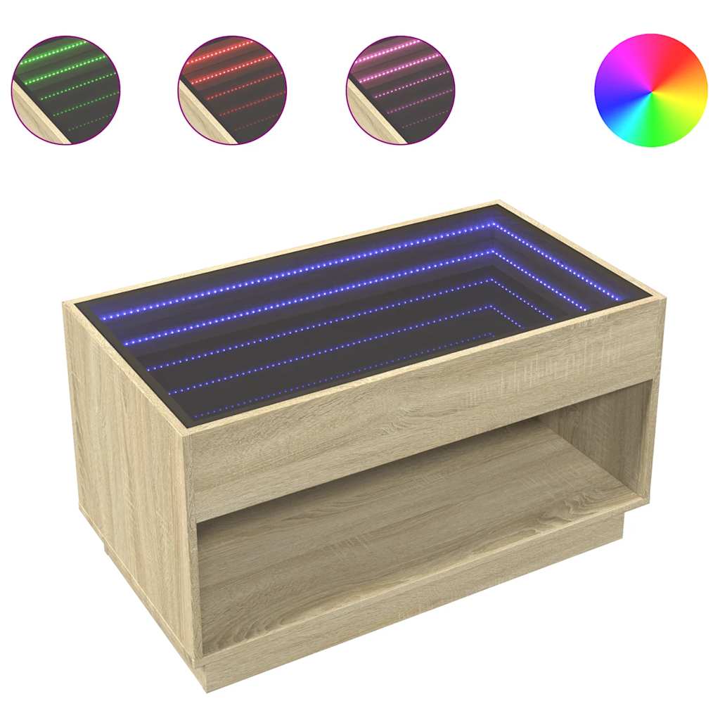 Stolić s beskonačnim LED svjetlima boja hrasta 90x50x50 cm