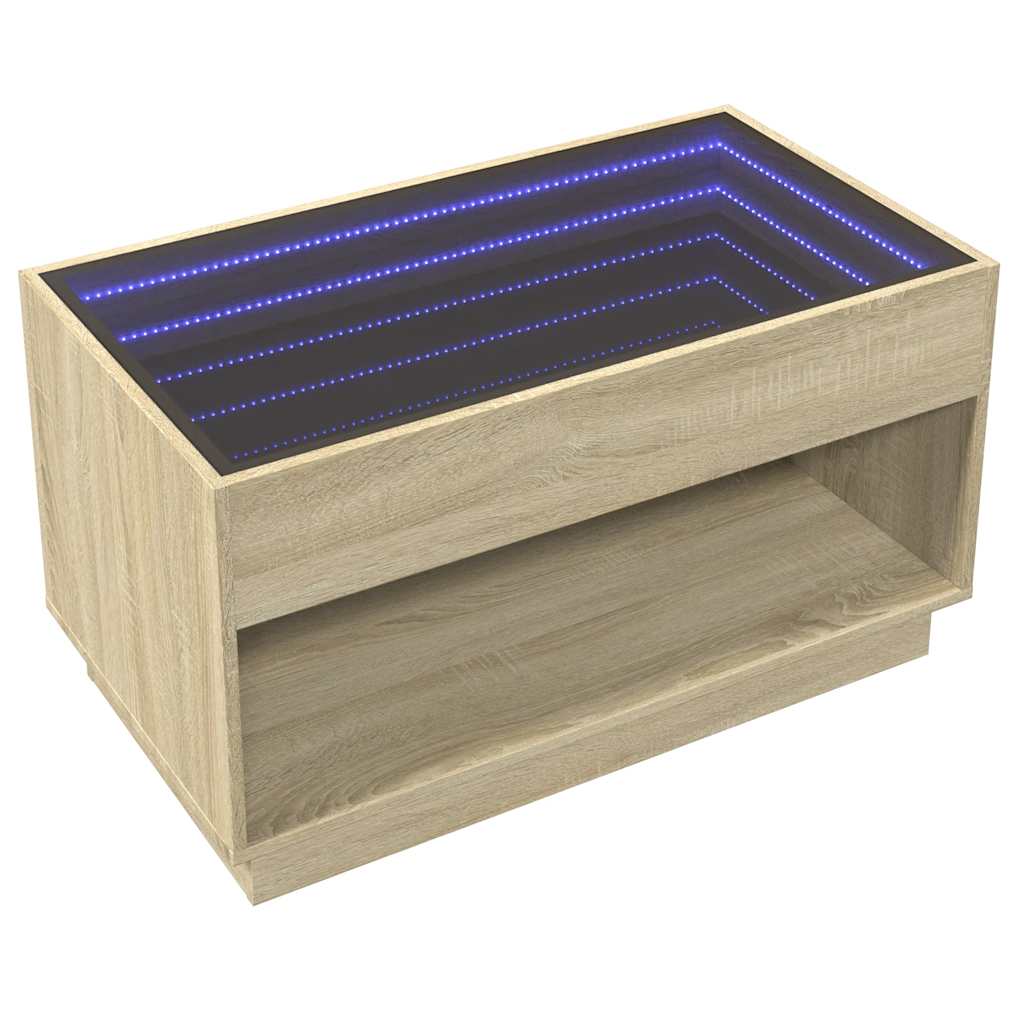 Stolić s beskonačnim LED svjetlima boja hrasta 90x50x50 cm