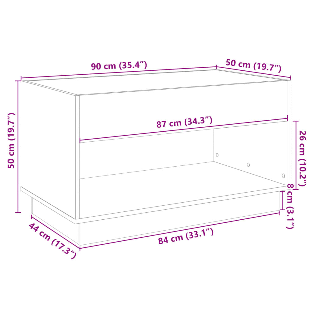 Stolić s beskonačnim LED svjetlima boja hrasta 90x50x50 cm