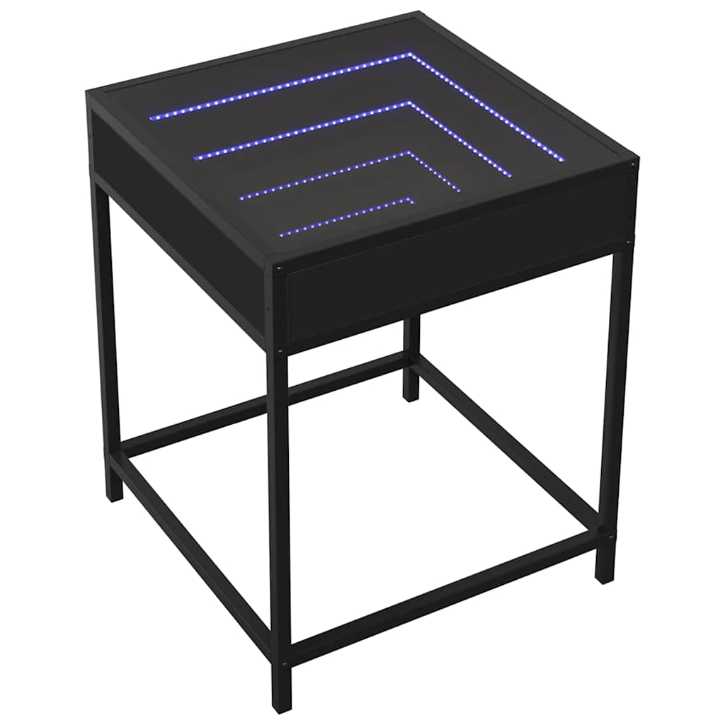 Stolić za kavu s beskonačnim LED svjetlima crni 40 x 40 x 51 cm