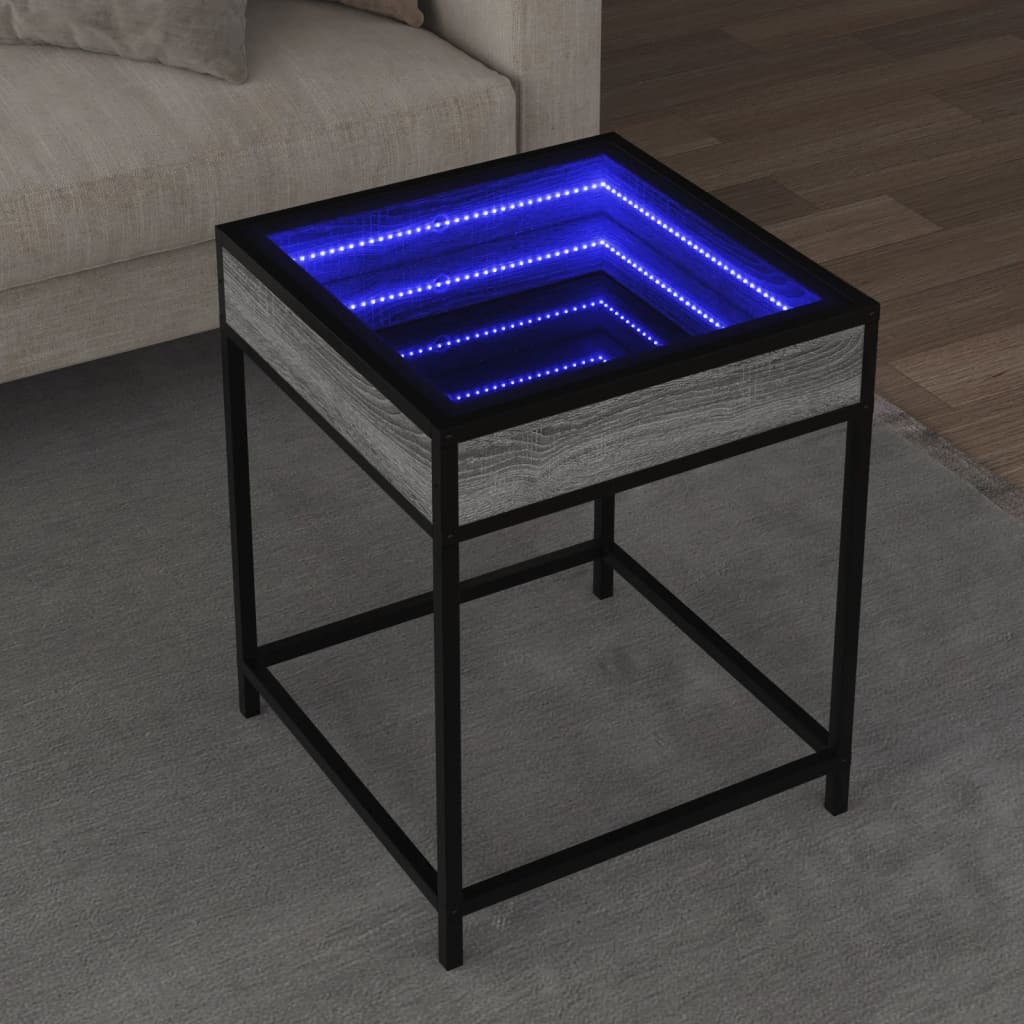 Stolić s beskonačnim LED svjetlima boja hrasta 40 x 40 x 51 cm