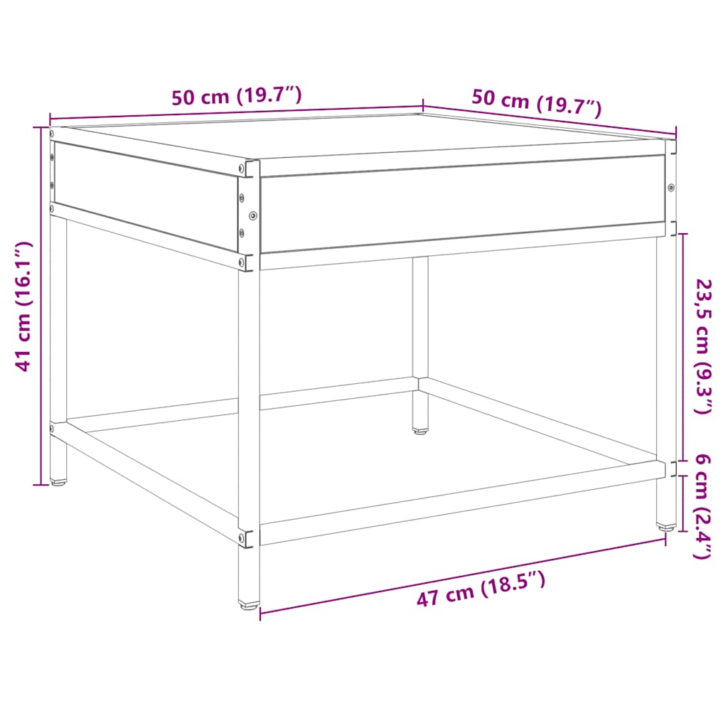 Stolić za kavu s beskonačnim LED svjetlima crni 50x50x41 cm
