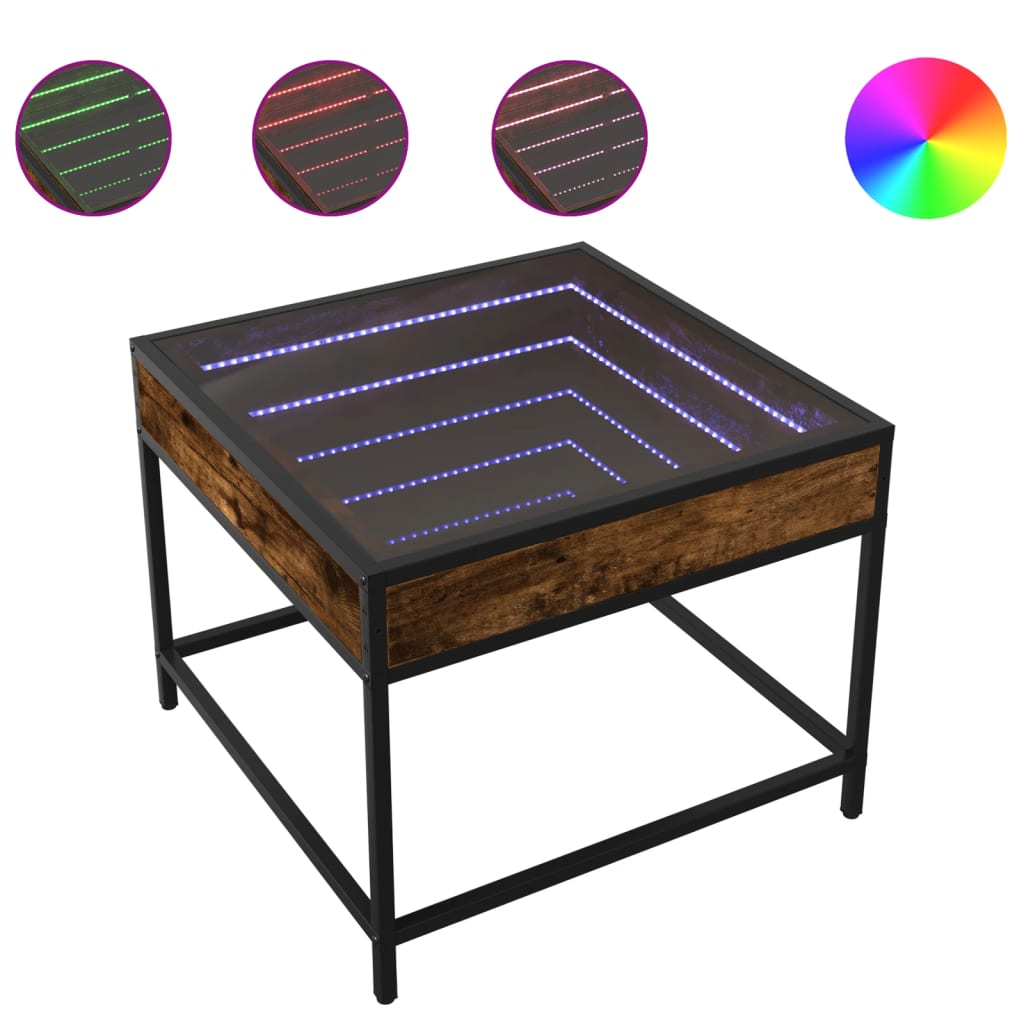 Stolić s beskonačnim LED svjetlima boja hrasta 50x50x41 cm