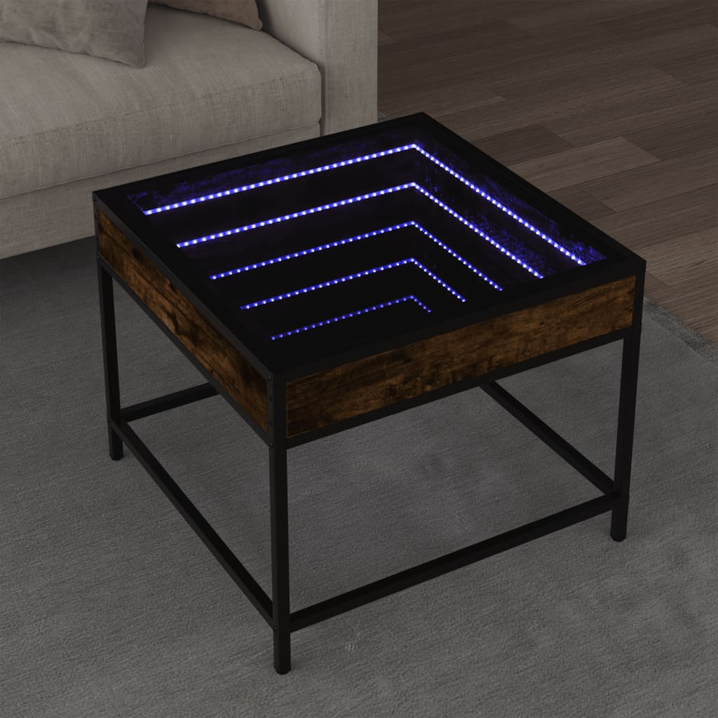 Stolić s beskonačnim LED svjetlima boja hrasta 50x50x41 cm