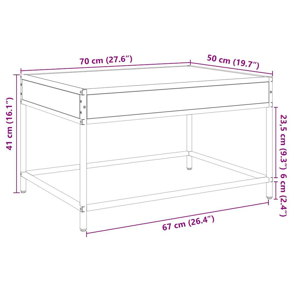Stolić za kavu s beskonačnim LED svjetlima crni 70 x 50 x 41 cm