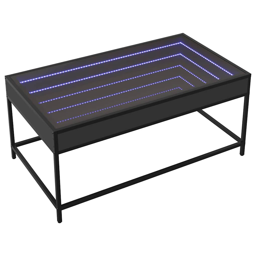 Stolić za kavu s beskonačnim LED svjetlima crni 90x50x41 cm