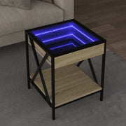 Stolić s beskonačnim LED svjetlima boja hrasta 40x40x49 cm