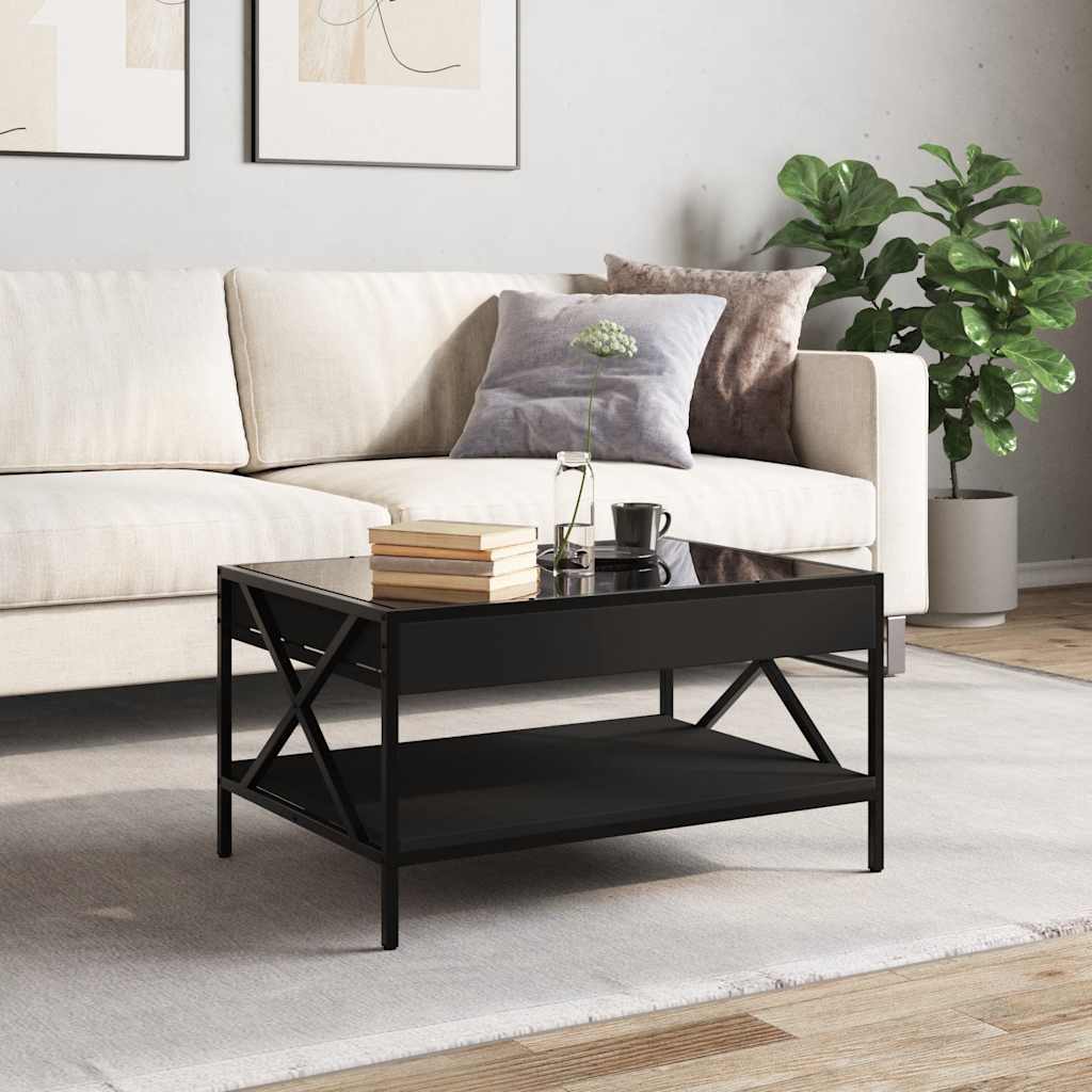 Stolić za kavu s beskonačnim LED svjetlima crni 70x50x38 cm