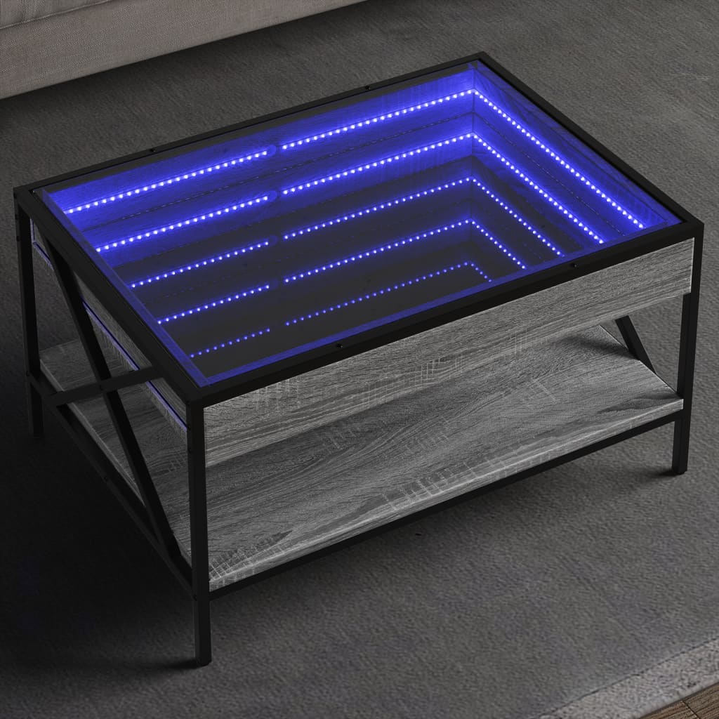 Stolić s beskonačnim LED svjetlima boja hrasta 70x50x38 cm