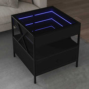 Stolić za kavu s beskonačnim LED svjetlima crni 50 x 50 x 51 cm