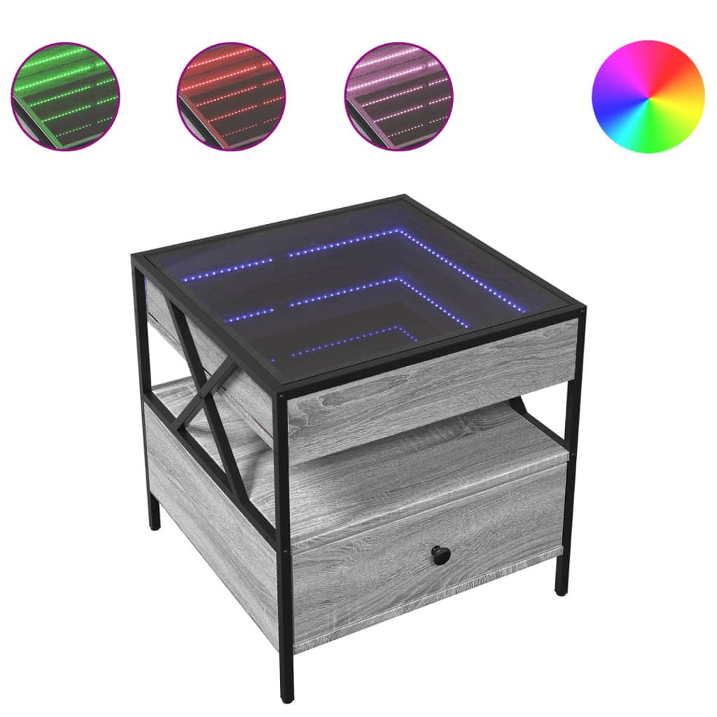 Stolić s beskonačnim LED svjetlima boja hrasta 50x50x51 cm