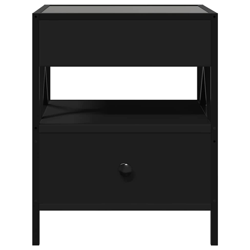 Stolić za kavu s beskonačnim LED svjetlima crni 40 x 40 x 51 cm