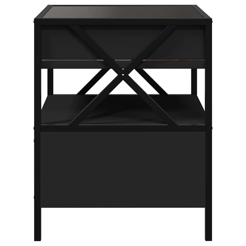 Stolić za kavu s beskonačnim LED svjetlima crni 40 x 40 x 51 cm