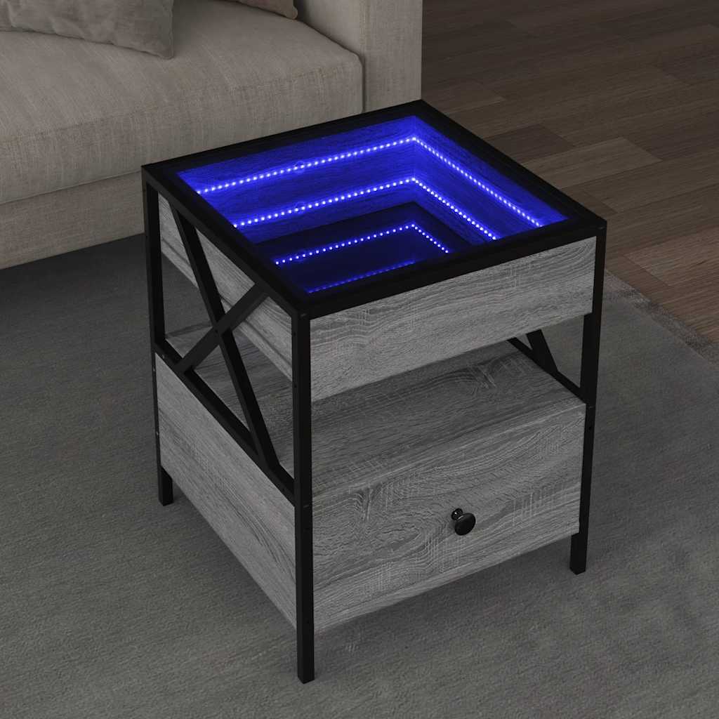 Stolić s beskonačnim LED svjetlima boja hrasta 40 x 40 x 51 cm
