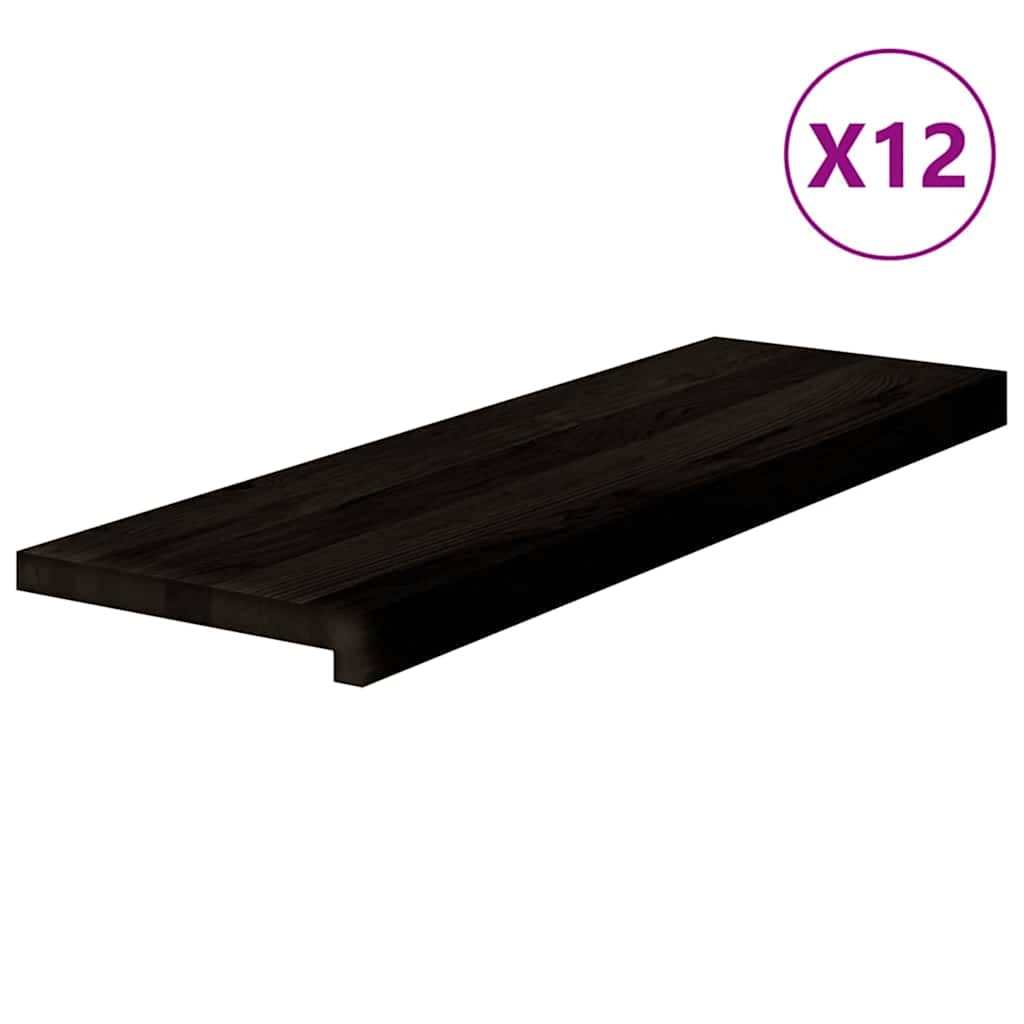 Gazišta stepenice 12 kom tamnosmeđi 80x25x2 cm masivna hrast
