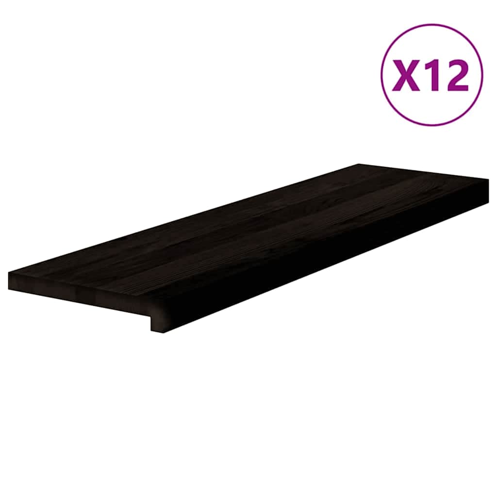 Gazišta stepenice 12 kom tamnosmeđi 90x30x2 cm masivna hrast