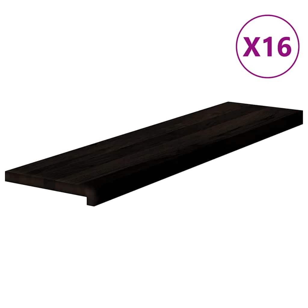 Gazišta stepenice 16 kom tamnosmeđi 100x30x2 cm masivna hrast