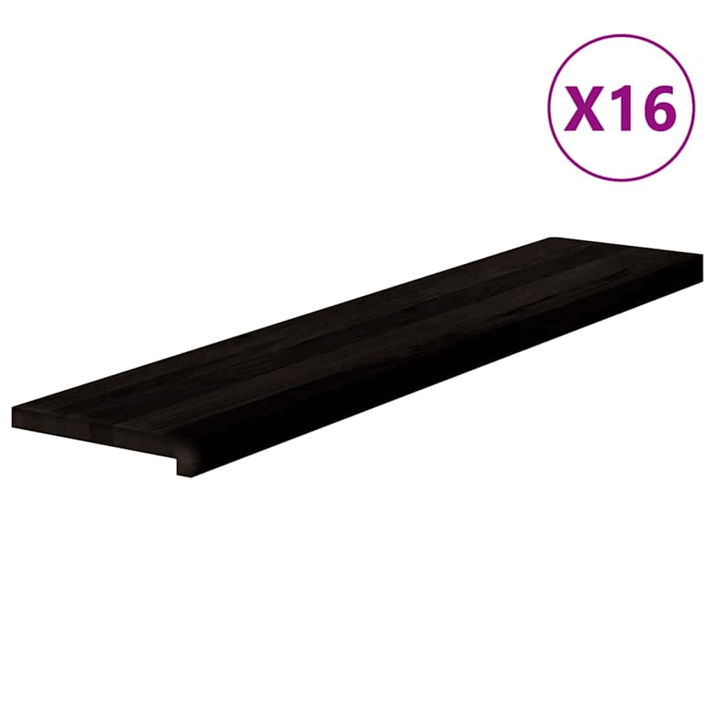 Gazišta stepenice 16 kom tamnosmeđi 120x30x2 cm masivna hrast