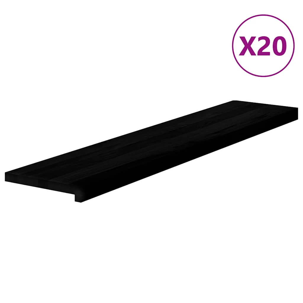 Gazišta stepenice 20 kom tamnosmeđi 120x25x2 cm masivna hrast