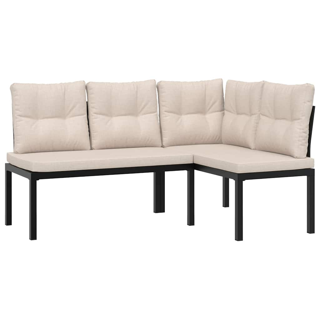 5-dijelni set vrtnih sofa s jastucima čelik obložen prahom crni